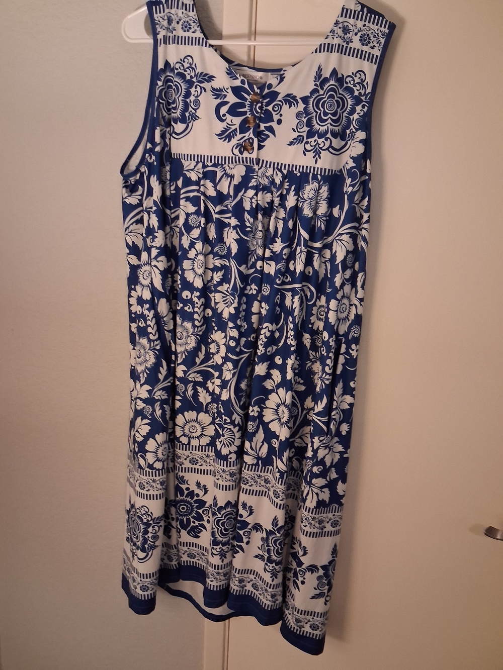 Amazon Blue and White Floral Midi Dress